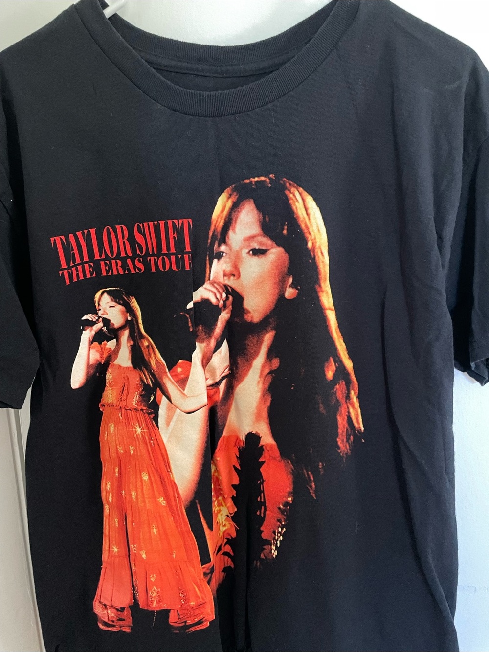Taylor Swift Oversized Black Tee with Red Tour Graphic